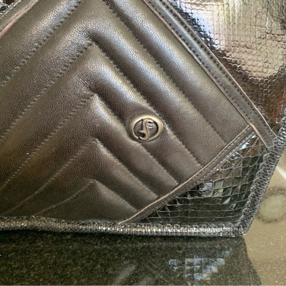 Vintage Carlos Fioro Italian Nubuck Black Leather Envelope Purse - Picture 7 of 16